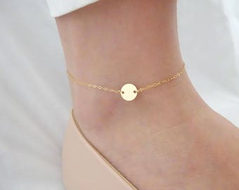 Personalized disc anklet, Initial anklet, Hand Stamped jewelry, Bridesmaid Personalized gift, Best friend gift, Gold, Silver , Rose gold