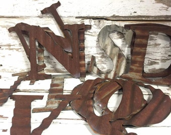Metal Letters - Corrugated Metal Letter - Decorative Letters - Farmhouse Decor - Rustic Wedding Decor - Rustic Home Decor - Tin Letters