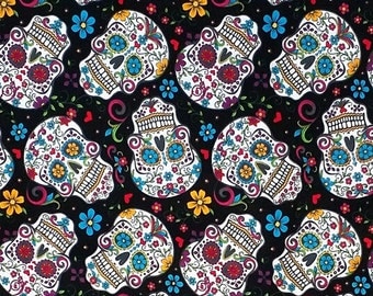 Sugar Skulls fabric,Day of the dead,Skull Fabric,Dia De Los Muertos Sugar Skulls Print Fabric