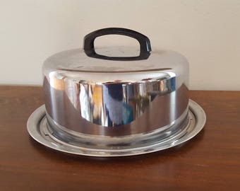Silver Metal Cake Carrier with Slide Closure