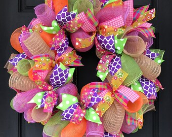 Summer wreath - spring wreath - flower wreath - summer door - summer decor - Mother's Day gift - Mother's Day - summer burlap wreath -