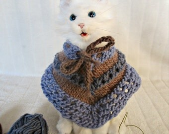 Small dog clothes for yorkies Cat dog poncho Knit cape poncho Dog knit coat Cat cape poncho Knit dog coat Gift for dog lover for cat owner