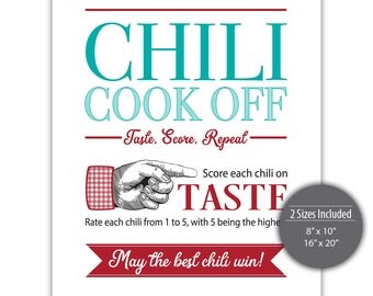Chili Cook Off Sign --- Printable --- 8"x10" and 16"x20" --- Instant Download --- #C550-S