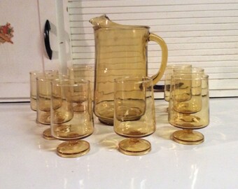 Amber Ice Tea Pitcher & Glasses (set of 8)