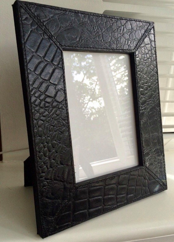 Leather photo frame leather picture frame faux crocodile