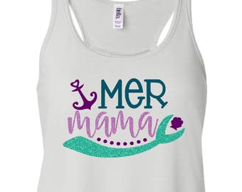 MerMama Tank Top, Mommy & Me Shirts, Matching Shirts, Mermaid Mom, Mermaid Party, Little Mermaid, Mom of the Birthday Girl, Glitter, Mermaid