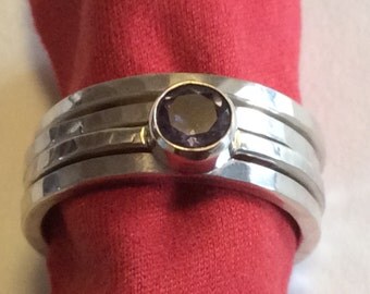 Iodite sterling silver stacking rings (4)
