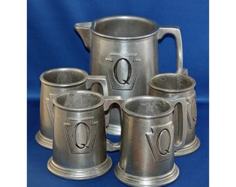 Vintage Wilton Armetale RWP Set of 4 Tankards / Mugs and Tavern Pitcher Circa 1965 Metalware