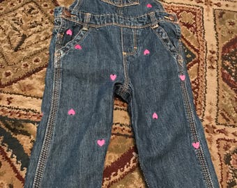 Sz 12 months vintage Oshkosh vestback heart overalls
