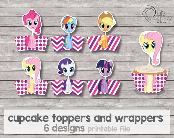 Printable My Little Pony cupcake toppers and wrappers