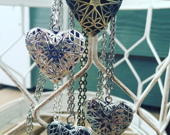 BULK DIY WHOLESALE Lot Platinum Colored Essential Oil Diffuser 18" 21" 24" or 30" Necklaces Heart Locket Aromatherapy Diffuse Oils Jewelry