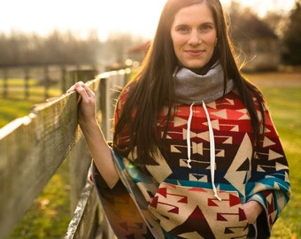 Popover Poncho-April Rhodes-Cowl Neck Poncho-Hoody Style Poncho-Fleece Poncho-Poncho Pattern-Womans Pattern-Sewing Pattern-Paper Pattern