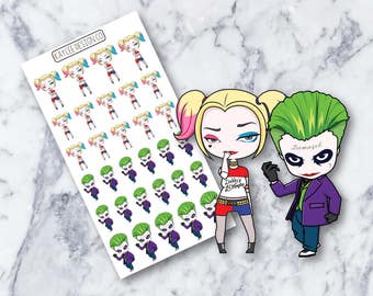 Harley Quinn & The Joker / Planner Stickers / Hand Drawn / Doodle / Tracking / Fits Erin Condren and MAMBI / Filofax / Kikki K / Scrapbook