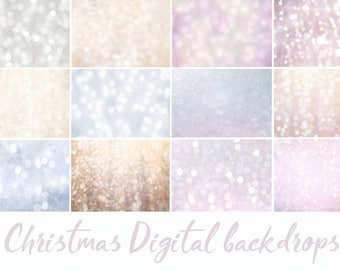 12 Christmas Digital Backdrop, photoshop overlay, bokeh overlay, backdrops, christmas overlay, holiday backdrops