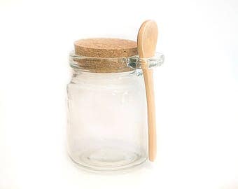 SALE! 3 Jars with Cork & wooden spoon, Spice Jar Set, loose tea jar,Gift jars, stash jars,food jars,containers, decorative jars,supplies,