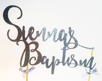 Baptism Cake Topper, Custom Name, Custom Colour, Christening Topper, Glitter Cake Decor, Glitter Topper, Naming Ceremony, Centrepiece
