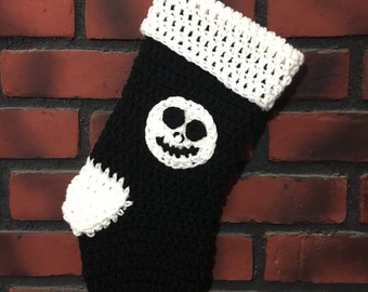 Jack Skellington Stocking - Nightmare Before Crocheted Christmas Stocking - Christmas Stocking - Handmade Christmas Decoration
