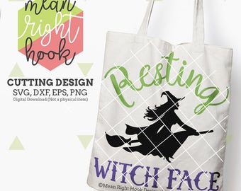 Resting Witch Face svg, Halloween Svg, Witch Svg, Fall svg, Autumn svg, INSTANT DOWNLOAD files for cutting machines - svg, png, dxf, eps