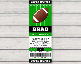 Football Invitation - Printable Birthday Party Invitation - Football Ticket Invitation - Instant Download - Editable Text