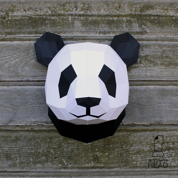 Papercraft Panda Head Printable Digital DIY Template