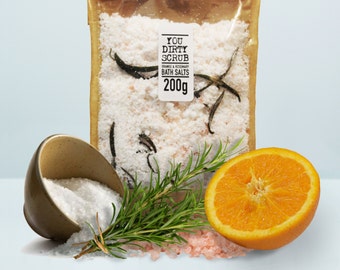 Orange & Rosemary Vegan Bath Salts - 100% Natural, Cruelty Free, Paraben Free, Handmade, GMO Free
