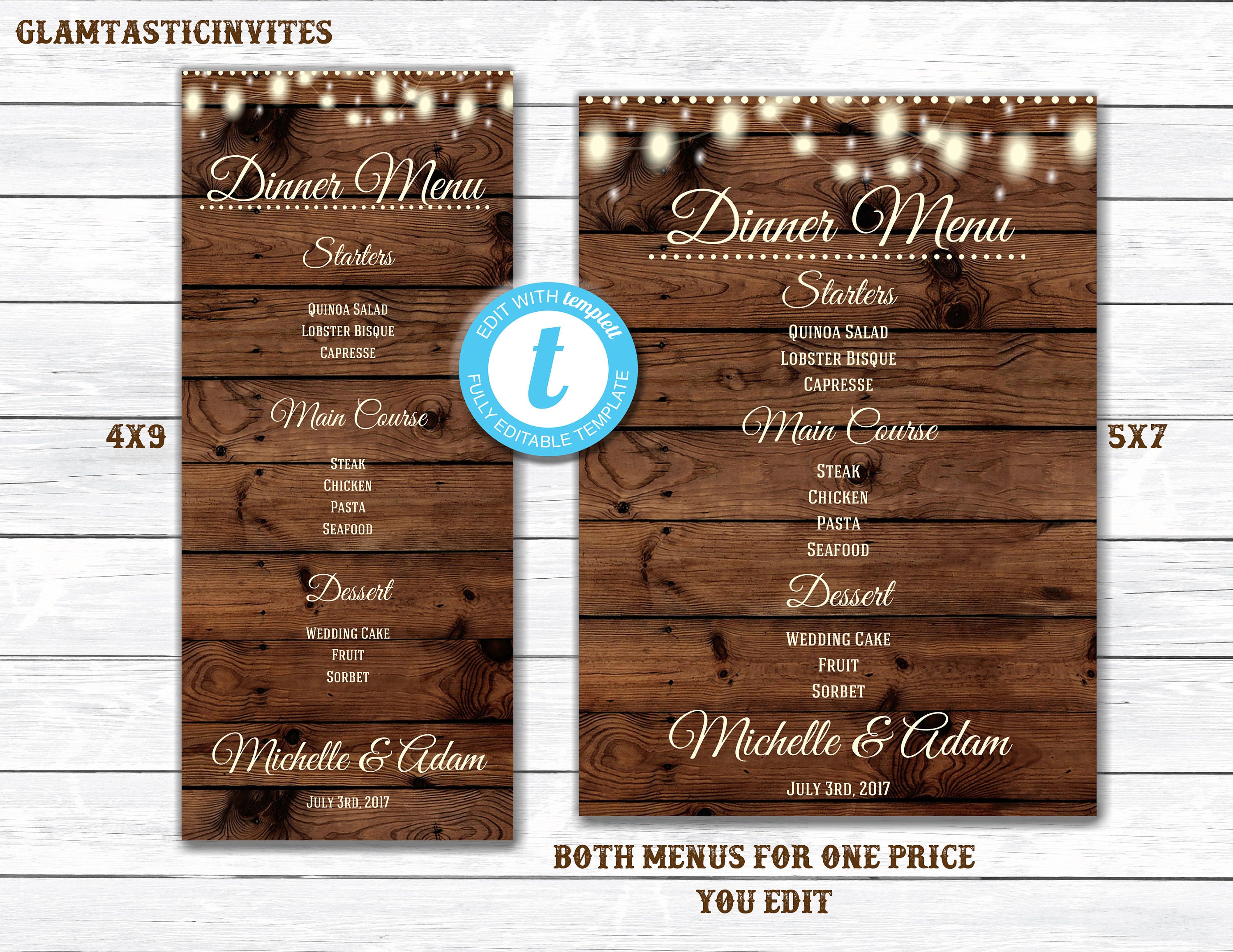 Rustic Menu Rustic Wedding Menu Rustic Rehearsal Dinner