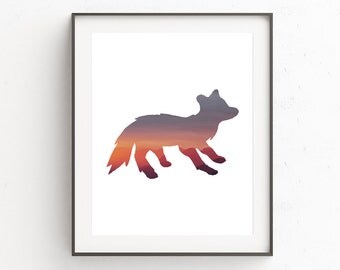 Fox Wall Art Print, Nursery Gallery Wall, Fox Animal Wall Art, Fox Print, Above Crib Decor, Art Above Crib, Affiche, Nursery Wall Art Fox