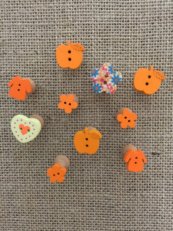 ORANGE Push Pins - FREE UK Shipping - Decorative Orange Button Push Pins - Bright Novelty Push Pins - Pretty Girls Push Pins - Thumb Macs