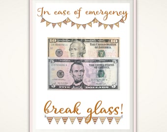 In Case of Emergency Break Glass, Money Gifts, Nurse Graduation Gift, Nurse Gift Ideas, Teen Girl Gifts, Gift for CoWorker, Last Minute Gift