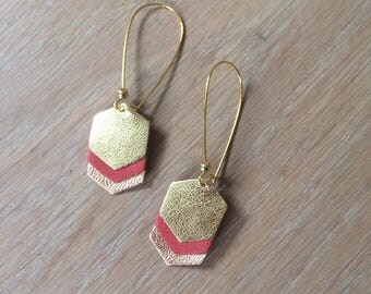 Earrings chevron (gold/rust/gold pink)