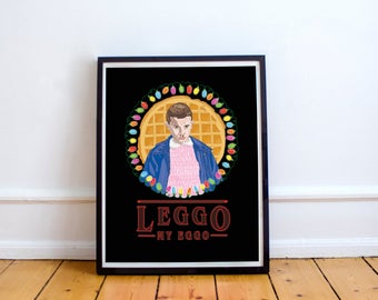 Stranger things poster, art print, Eleven, Eggo waffles