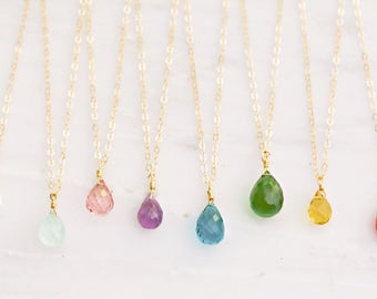 Birthstone Necklace / Gold Filled Teardrop Necklace / Bridesmaid Necklace / Personalized Gift