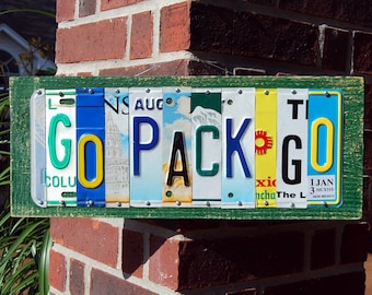 GO PACK GO, Green Bay Packers football license plate sign