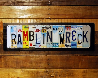 RAMBLIN WRECK - Georgia Tech Yellowjackets, Ramblin Wreck license plate sign / graduation gift / Father's Day
