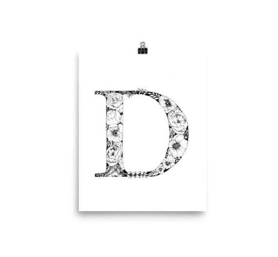 Items similar to Floral Alphabet D - 8x10 on Etsy