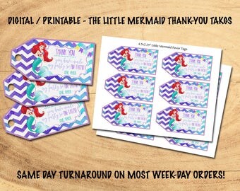 THE LITTLE MERMAID Favor/Thank-You Tags | Digital/Printable
