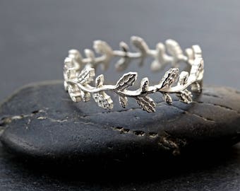 dainty oak leaf ring sturdy leaf eternity ring silver pagan wedding ring filigree ring - Pagan Wedding Rings dainty oak leaf ring sturdy leaf eternity ring silver pagan wedding ring filigree ring - Pagan Wedding Rings