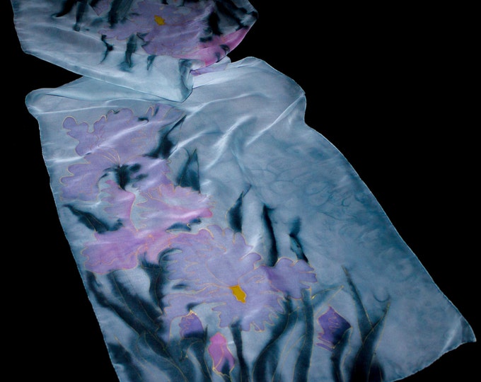 Hand Painted Silk Scarf - Batik Gift for Her - Armenian Handmade - Lily