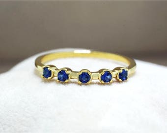 925 Sterling Silver - Sapphire 12k Gold Ring (S411)
