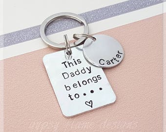 This Daddy belongs to keyring, Daddy keyring, personalised keyring, gift for dad, gift for him, personalised gift, this dad belongs to