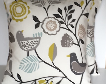 2 x 16" (40cm x 40cm) Clarke & Clarke Folki Chartreuse Scandi Style Cushion Covers