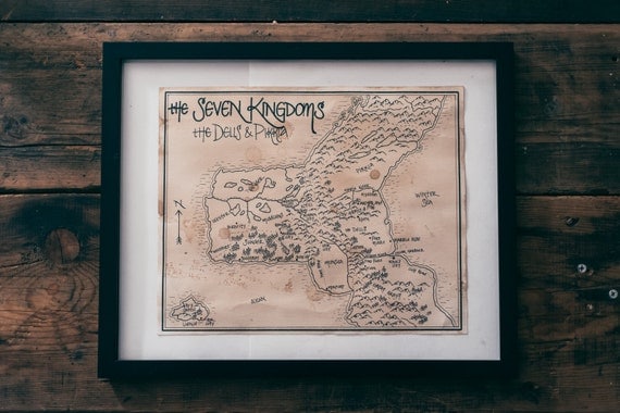 Map the Graceling world: Aged Handmade Hand drawn Authentic