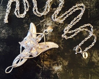 Arwen Evenstar 925 Sterling Silver Large Pendant Necklace With Chain Swarovski Crystal