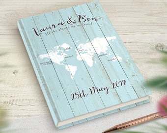 Personalised Travel Notebook, Travellers Journal, Travel Scrapbook Diary, Map Cover, Our Adventure Stories, Travel Memory Gift, Globetrotter