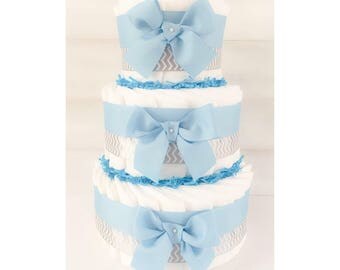 Diaper Cake - Diaper Cake For Boys - Boy Diaper Cake - Boy Baby Shower - Baby Shower Centerpiece - Personalized Diaper Cake