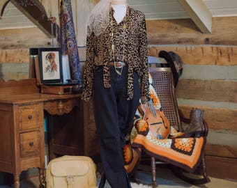Vintage Laura Ashley sheer leopard print blouse