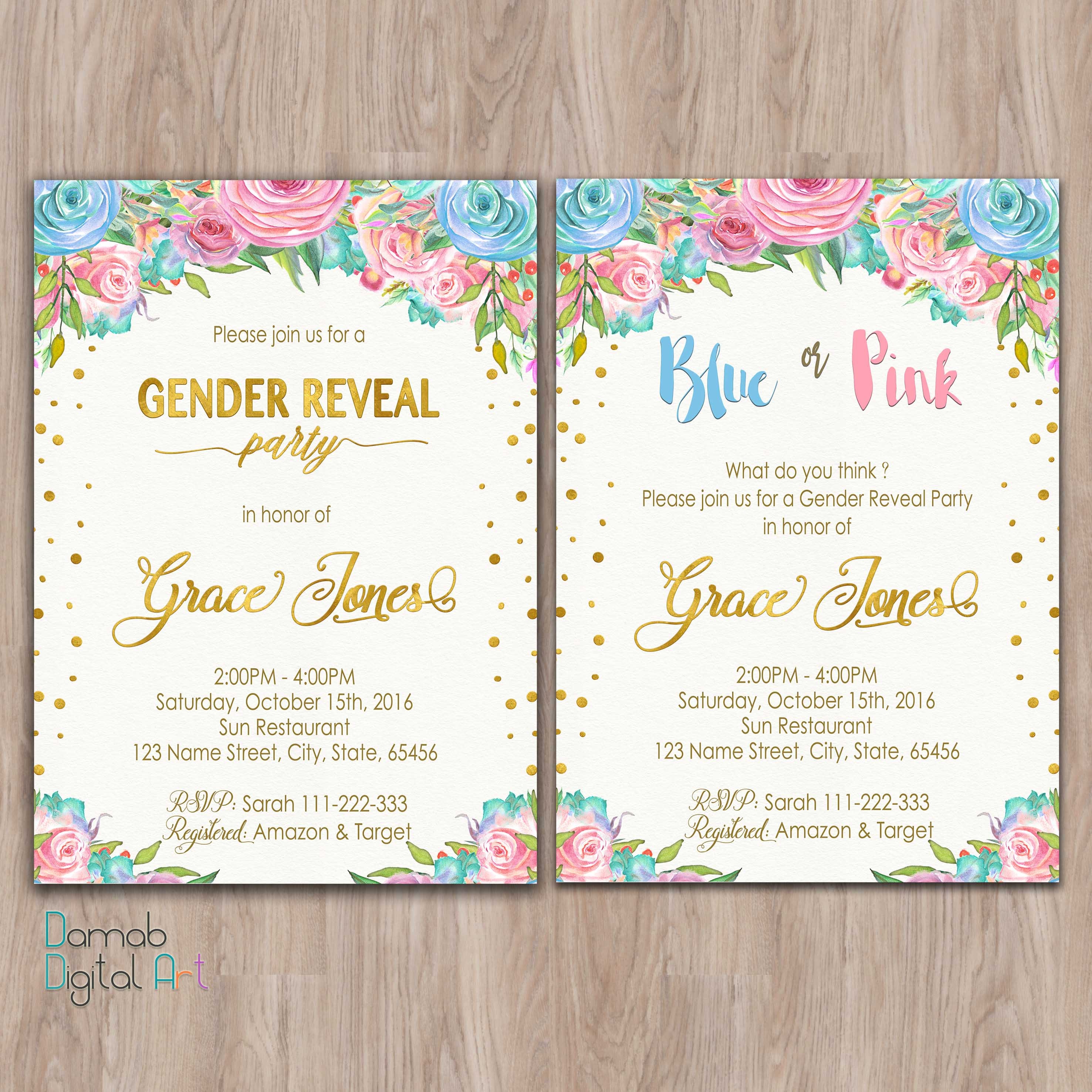 Gender Reveal Invitation Printable Gender Reveal Invites 5842