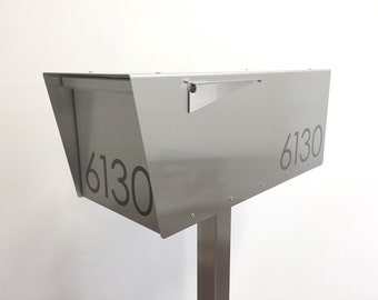 The Minimalist - Modern mailbox - stainless steel design large size - post mounted - locking - metal - post mount