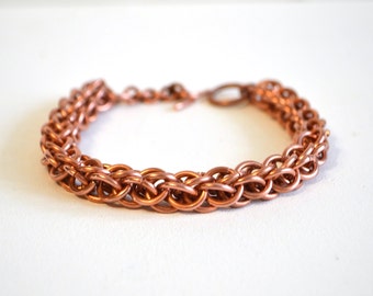 copper jewelry link bracelet mens metal jewelry copper gifts primitive unisex jewelry natural copper gift for men chainmaille bracelet