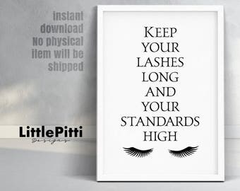Girly bathroom decor, lashes decor, girly print, girly room decor, eyelashes print, eyelash art, girly wall art, lashes art, digital print